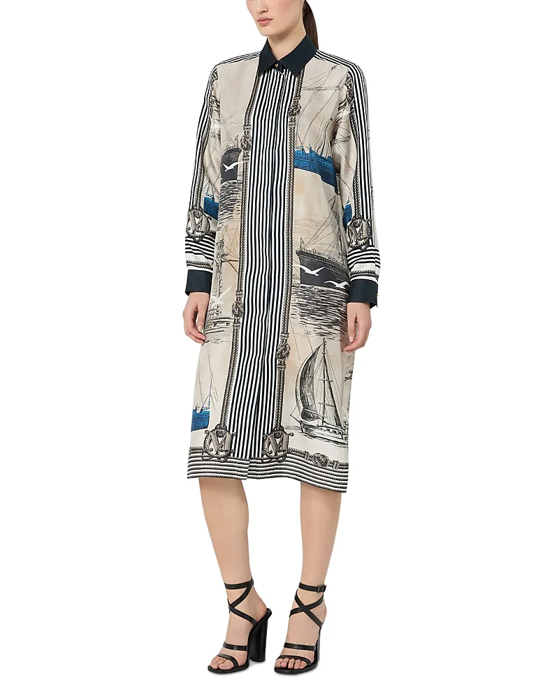 Mxmteismo Silk Printed Shirt Dress - Stone by Max Mara