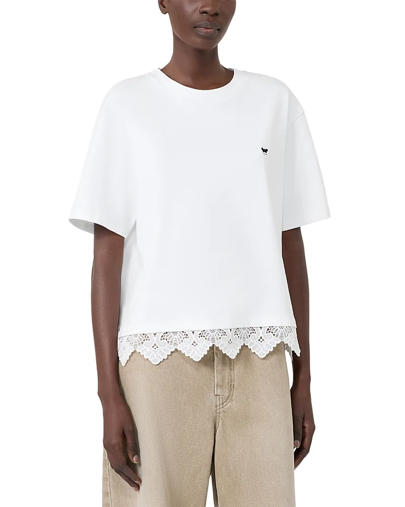 Weekend Max Mara Wkdsala Cotton Lace Trim Tee by Max Mara