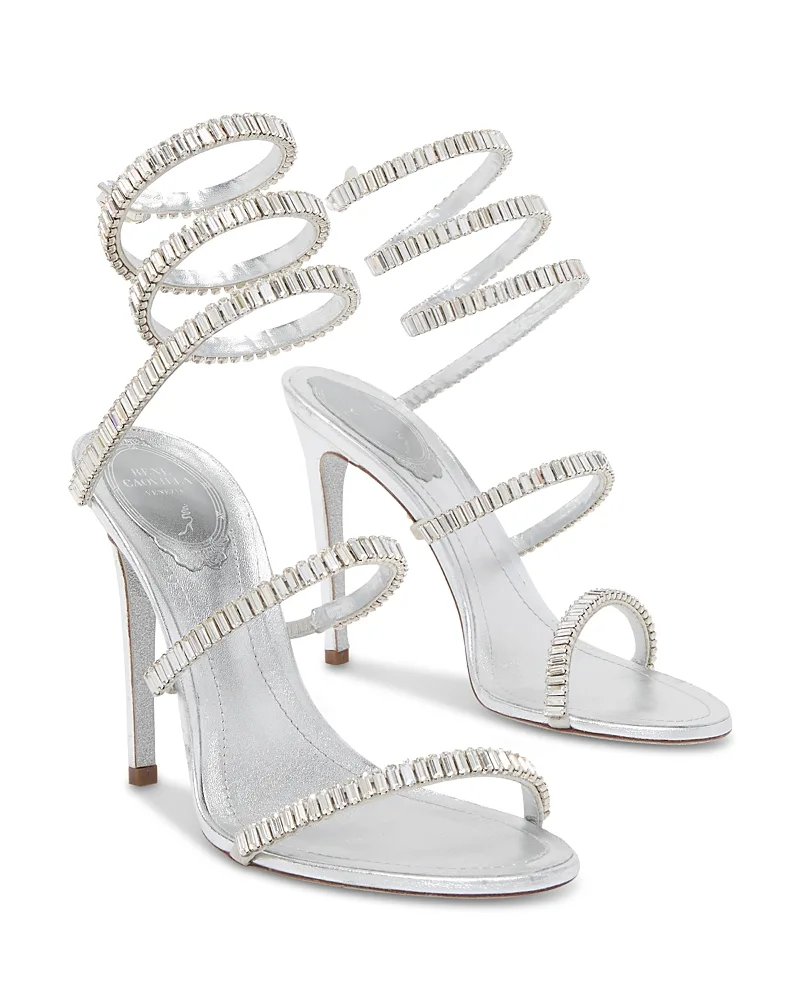 Cleo Embellished Leather Stiletto Sandals by Rene Caovilla