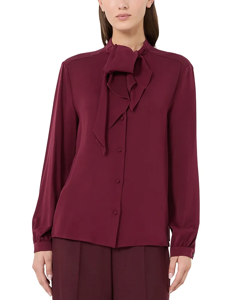 Silk Ruffle Neck Shirt by Max Mara