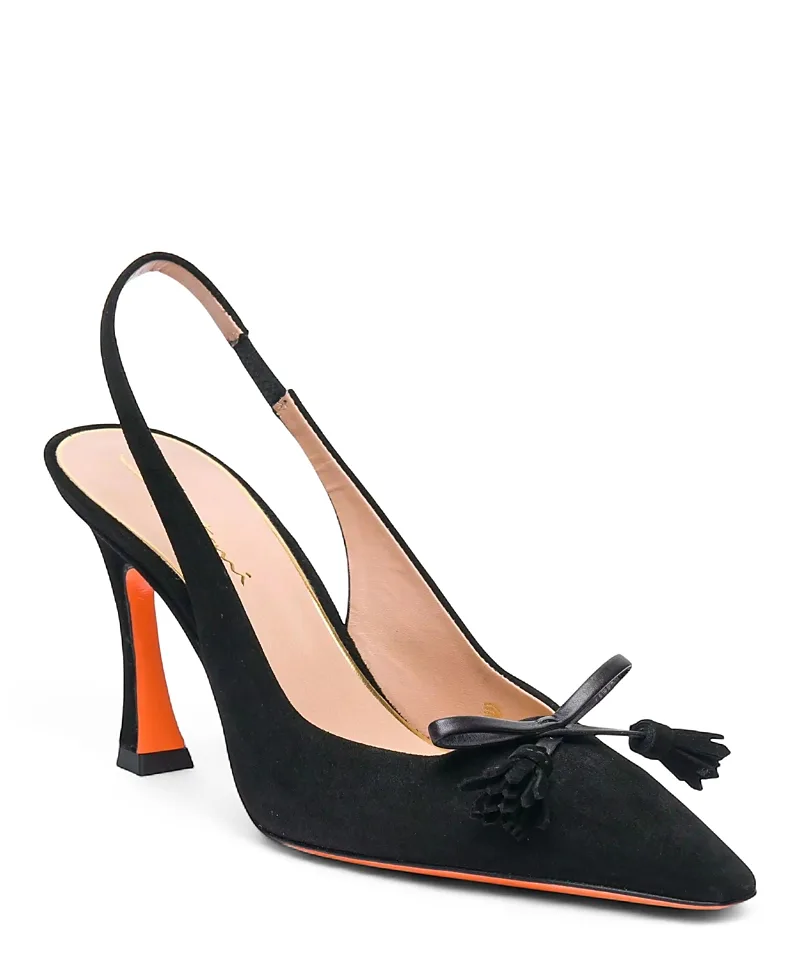 Suede High-Heel Slingback Pumps by Santoni