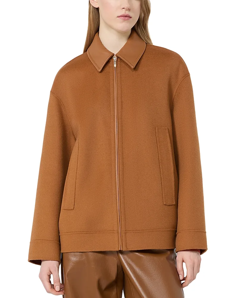 Studio Mstsfere Wool Blend Leather Trim Jacket by Max Mara