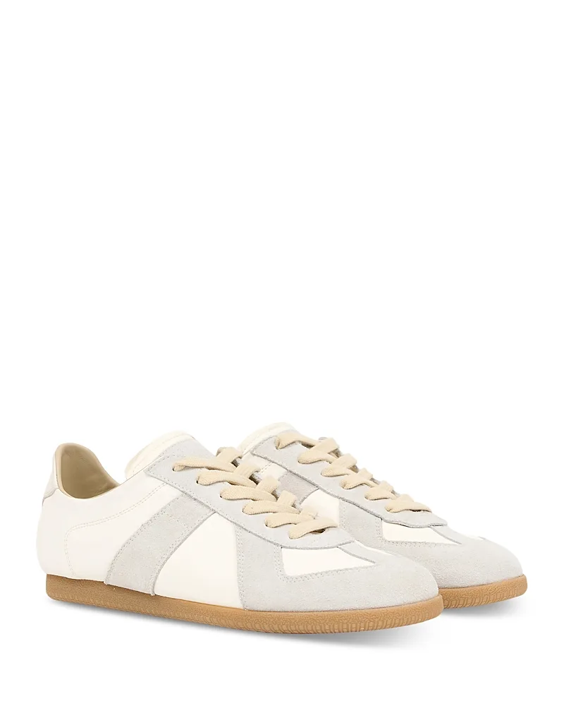 Suede Overlay Low Top Sneakers by Maison Margiela