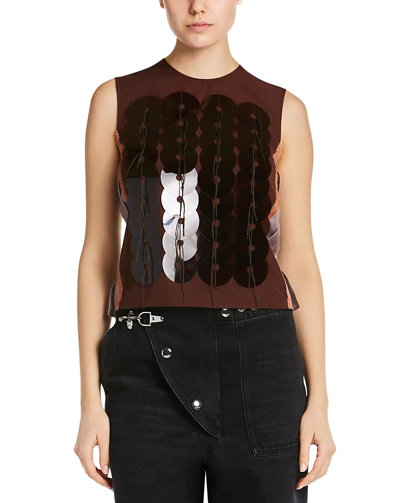 Cotton Contrast Trim Embellished Top by Marni