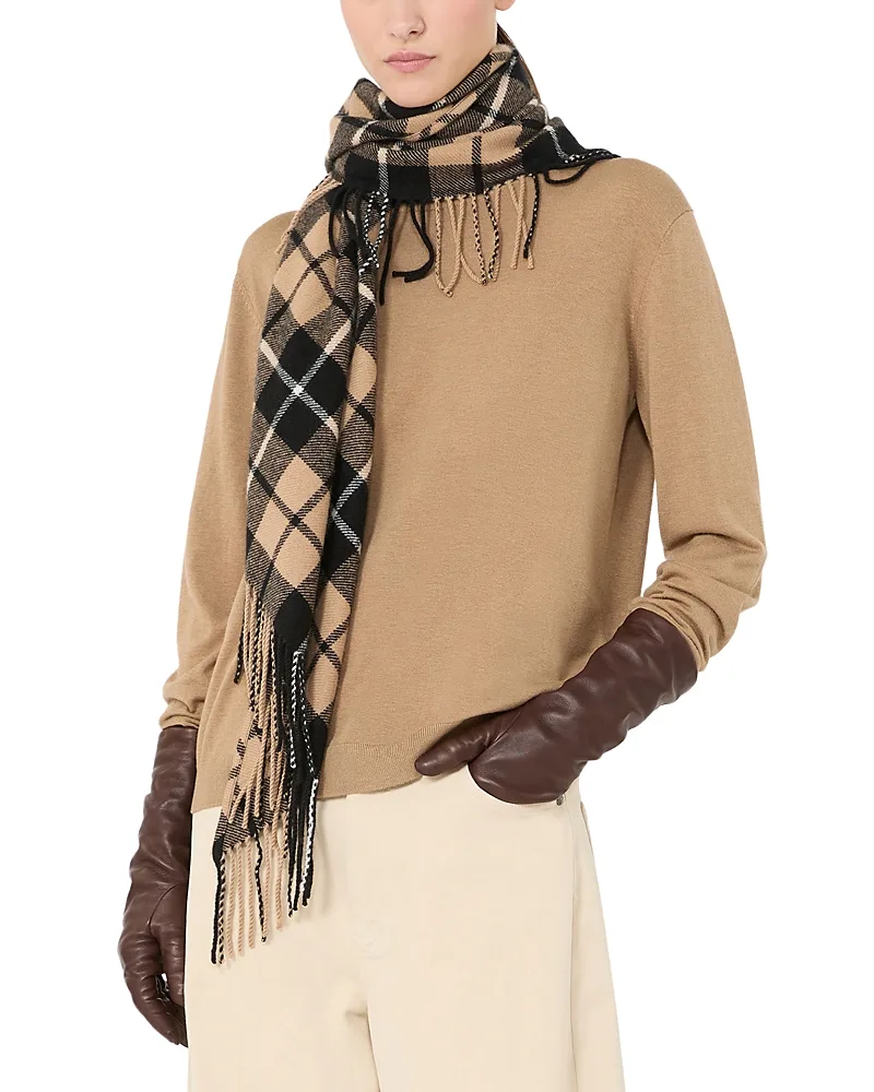 Weekend Max Mara Cashmere Tartan Fringe Scarf by Max Mara