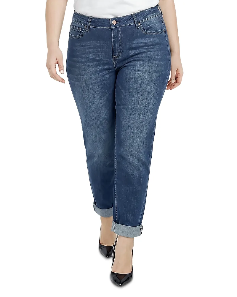 Distressed Boyfriend Rolled Up Jeans by Standards & Practices