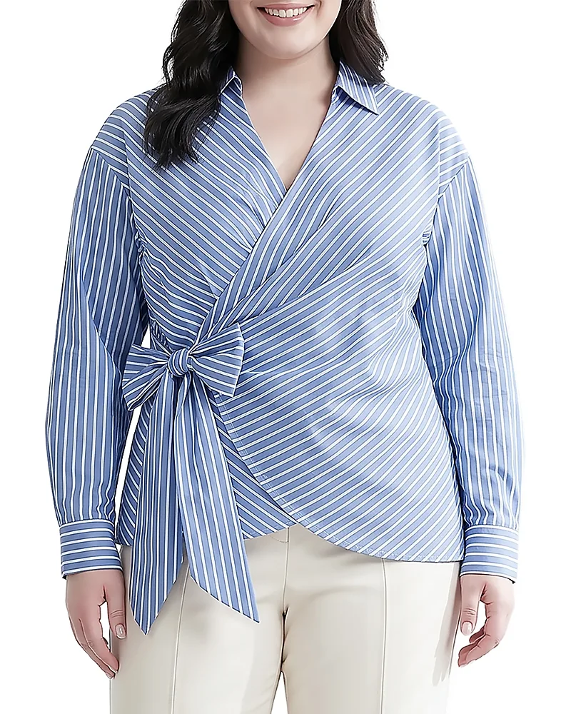 Wrap Style Printed Long Sleeve Top