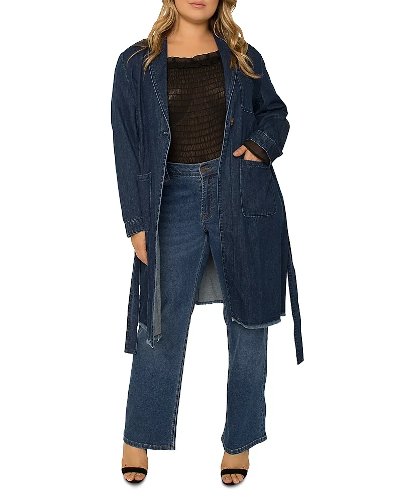 Natalie Denim Belted Trench Coat by Standards & Practices