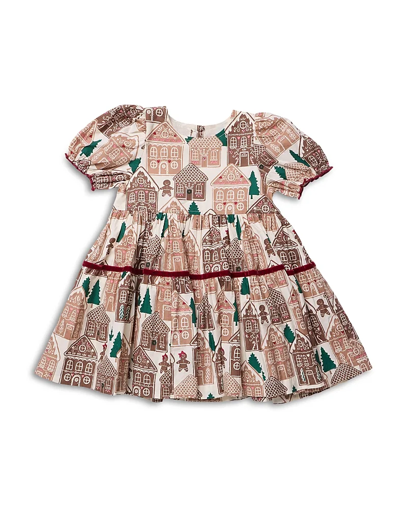 Eliza Gingerbread Houses Print Cotton Dress by Pink Chicken
