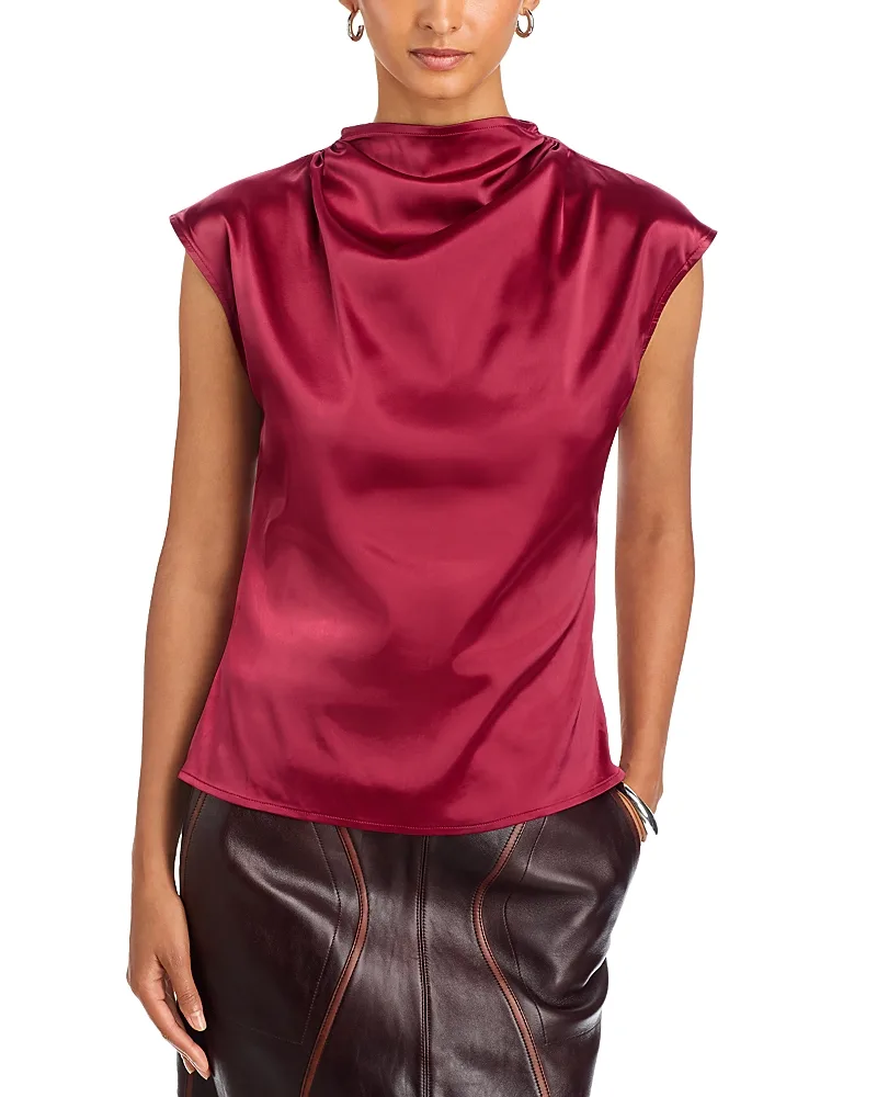 Stars Cowl Neck Draped Satin Top