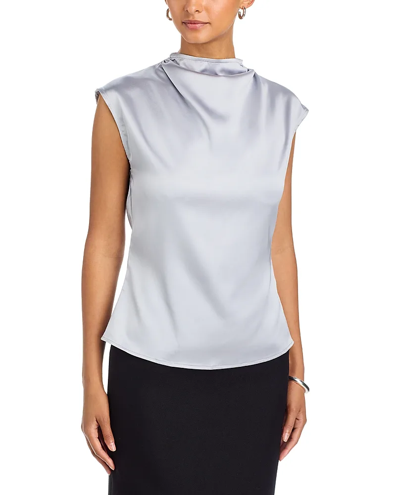 Stars Cowl Neck Draped Satin Top