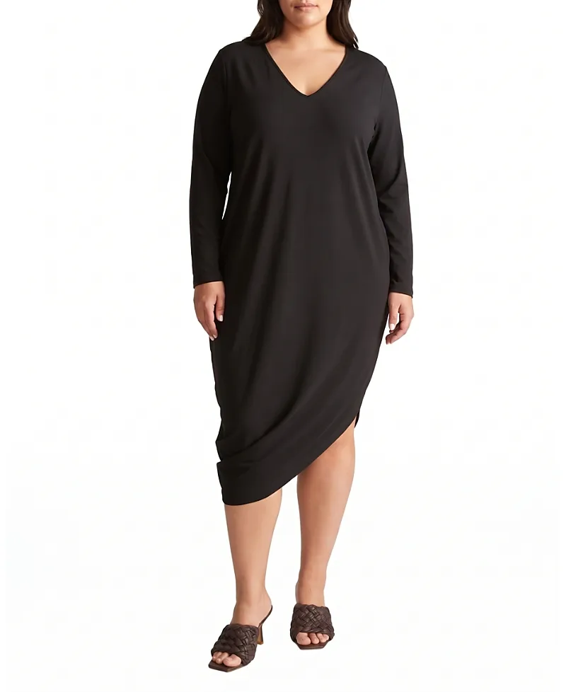 Iconic Long Sleeve V-Neck Geneva Dress by Universal Standard