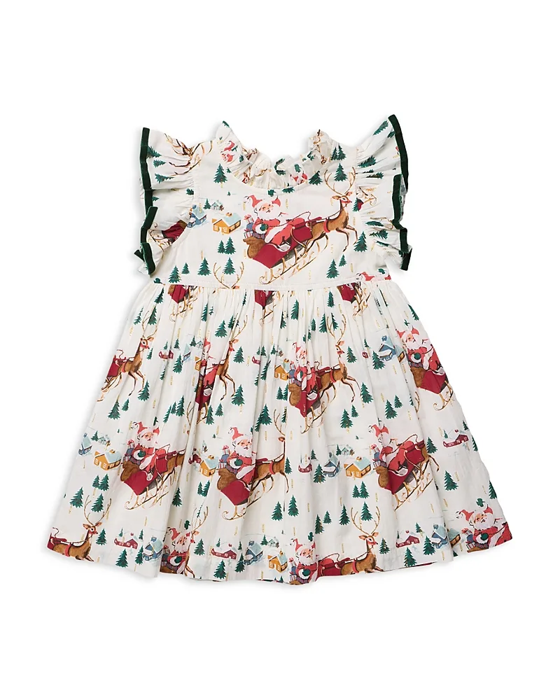 Jennifer Santa Sleigh Print Cotton Dress by Pink Chicken