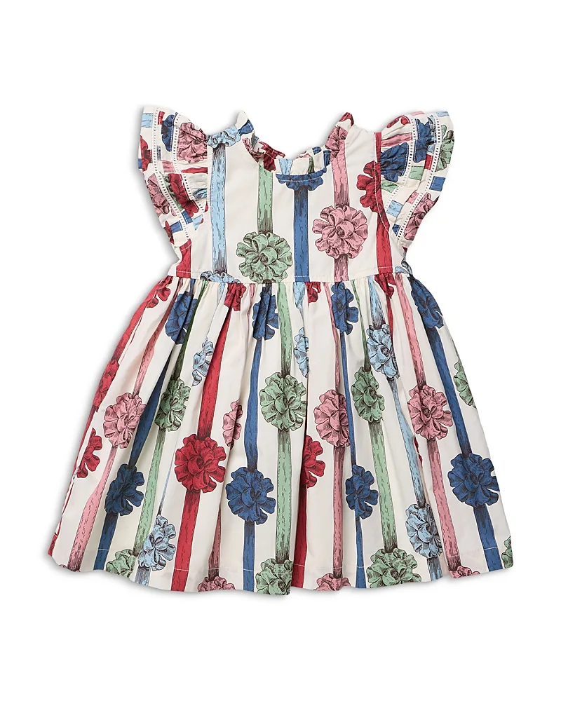 Jennifer Double Ruffled Present Bows Print Cotton Dress by Pink Chicken