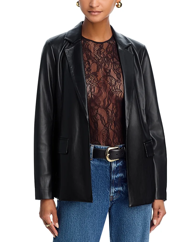 Faux Leather Open Blazer by AQUA