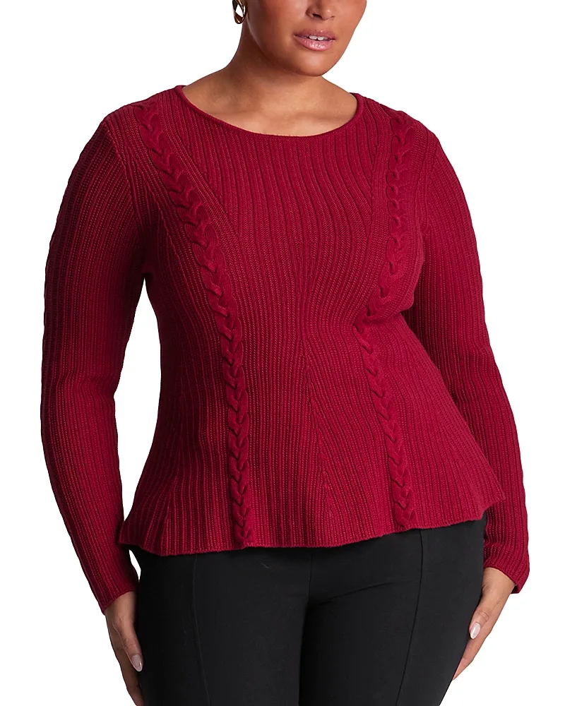 Eveline Peplum Ribbed Knit Sweater by Estelle Plus