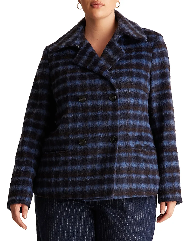 Nightfall Check Double Breasted Coat by Estelle Plus