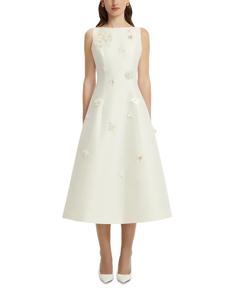 Cleo Wool & Silk Embellished Sleeveless Midi Dress