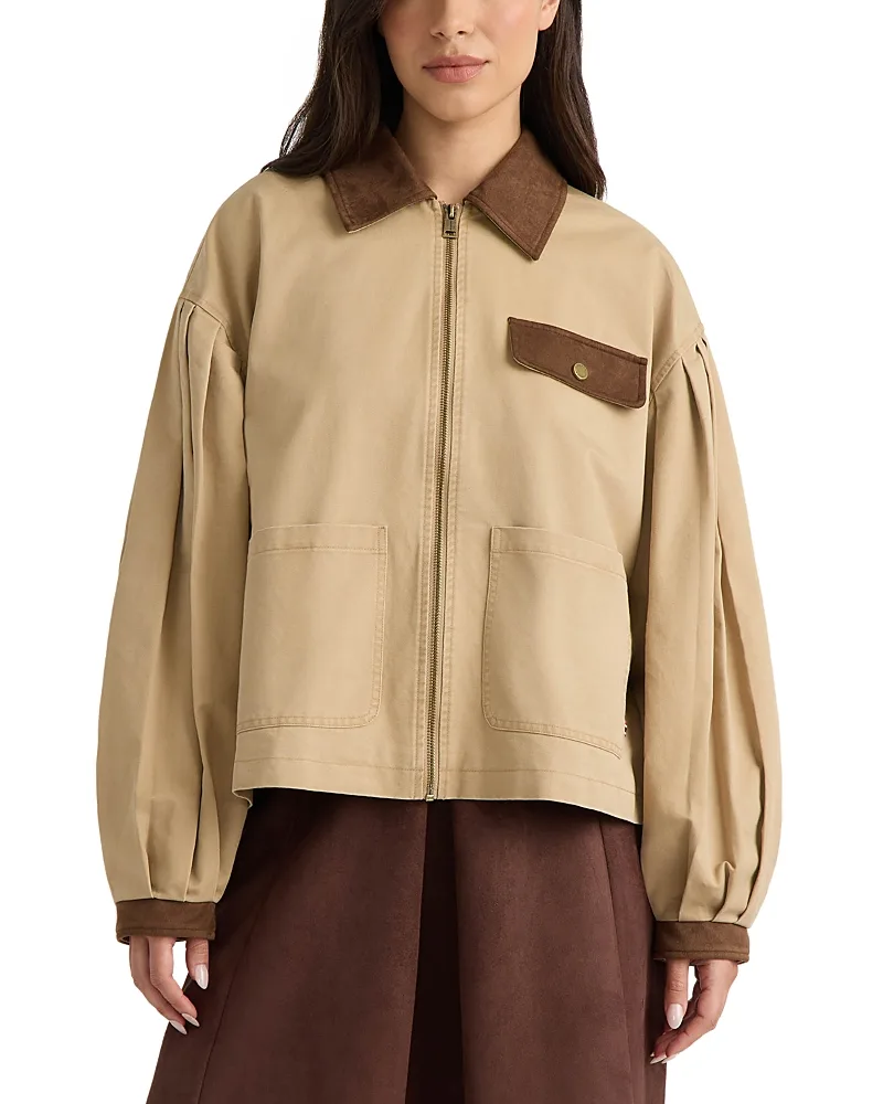 Bubble Sleeve Zip Front Jacket