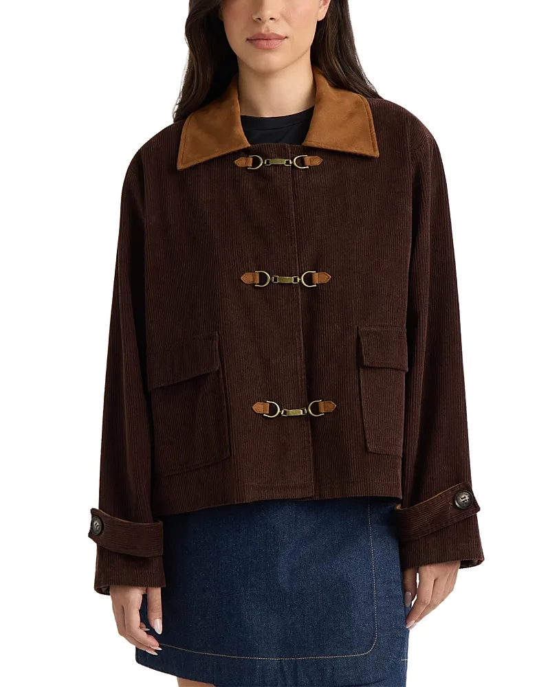 Snaffle Buckle Cropped Corduroy Jacket