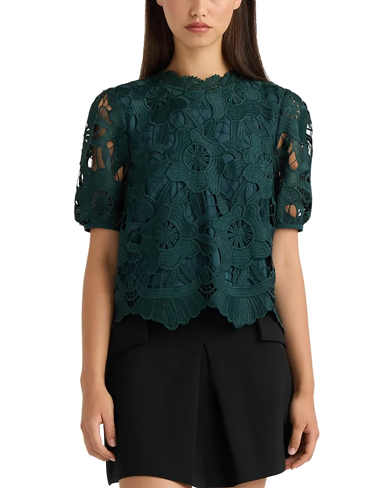 Floral Lace Mock Neck Top