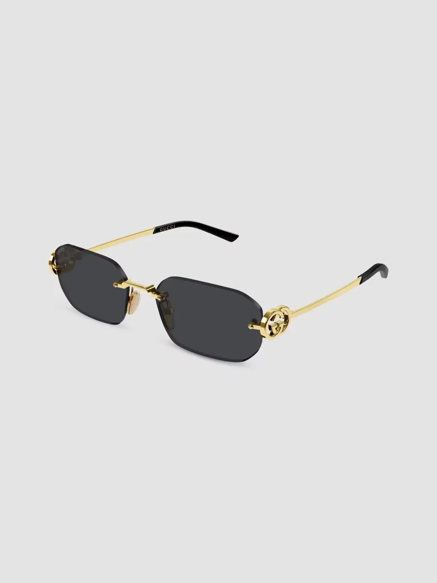 Interlocking G Stuck GG Evolution 57MM Rimless Rectangular Sunglasses by Gucci