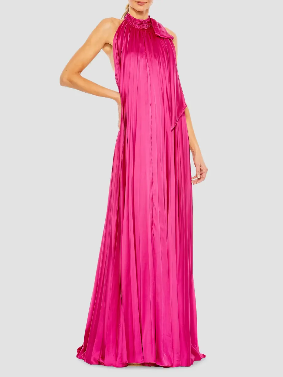 Mac Duggal Pleated Trapeze Halterneck Gown by M.A.C.