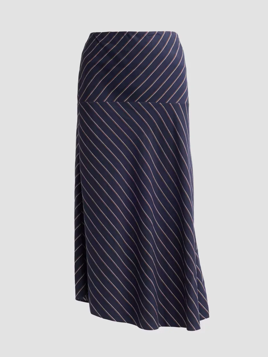 Kara Pinstriped A-Line Midi Skirt