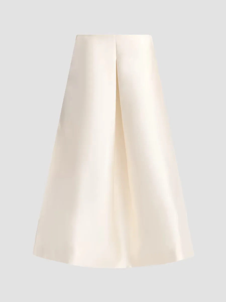 Vexa Pleat-Front Twill Midi Skirt