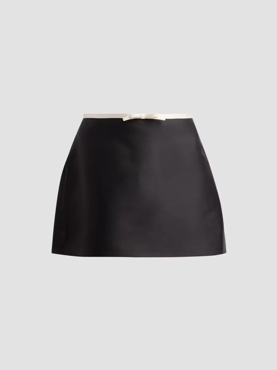 Viana Contrast Bow Twill Mini Skirt by SIMKHAI