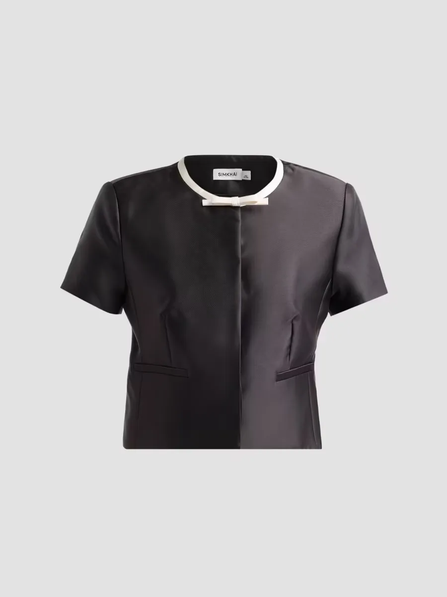 Naelle Contrast Bow Twill Top by SIMKHAI