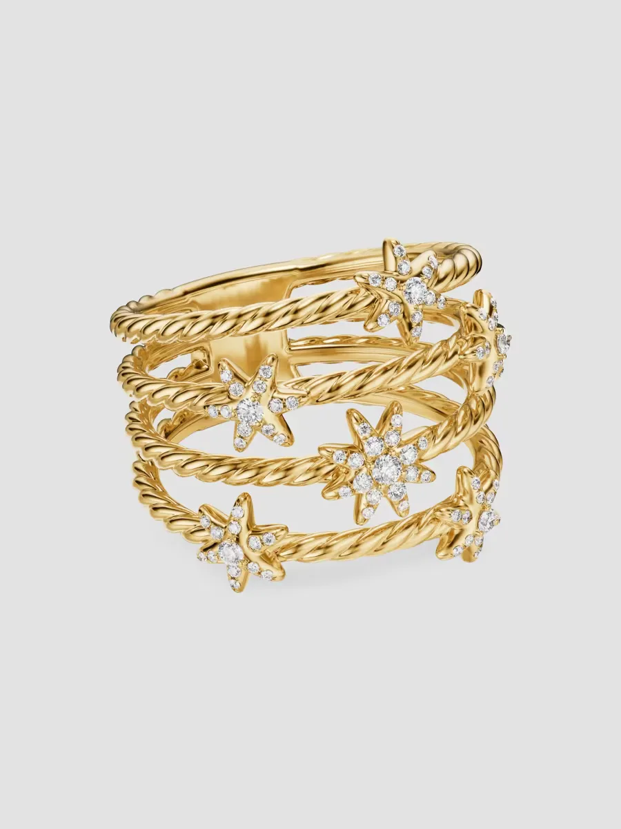 Petite Starburst Multi Row Ring in 18K Yellow Gold by David Yurman