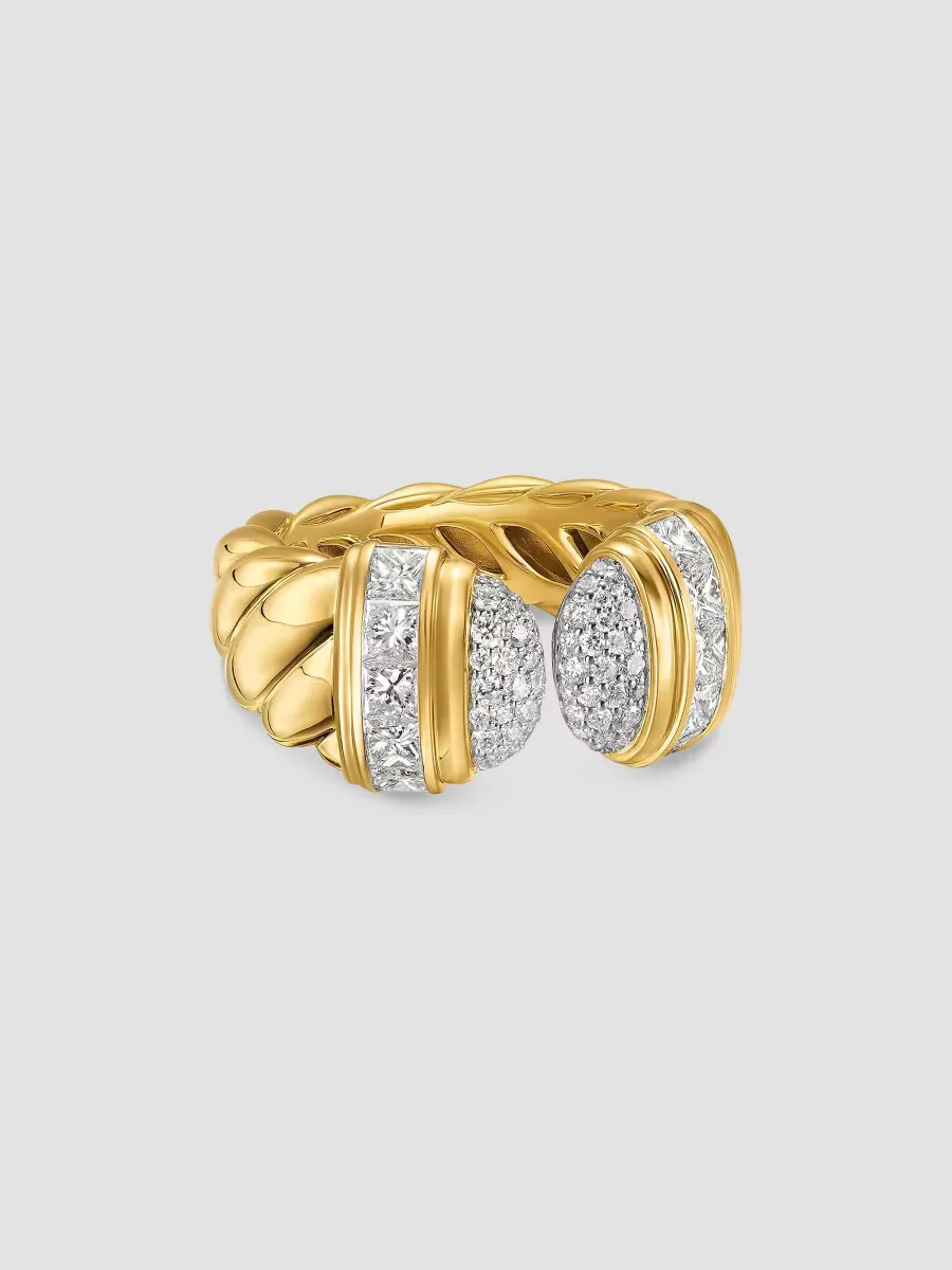 Sculpted Cable Open Cocktail Ring in 18K Yellow Gold by David Yurman