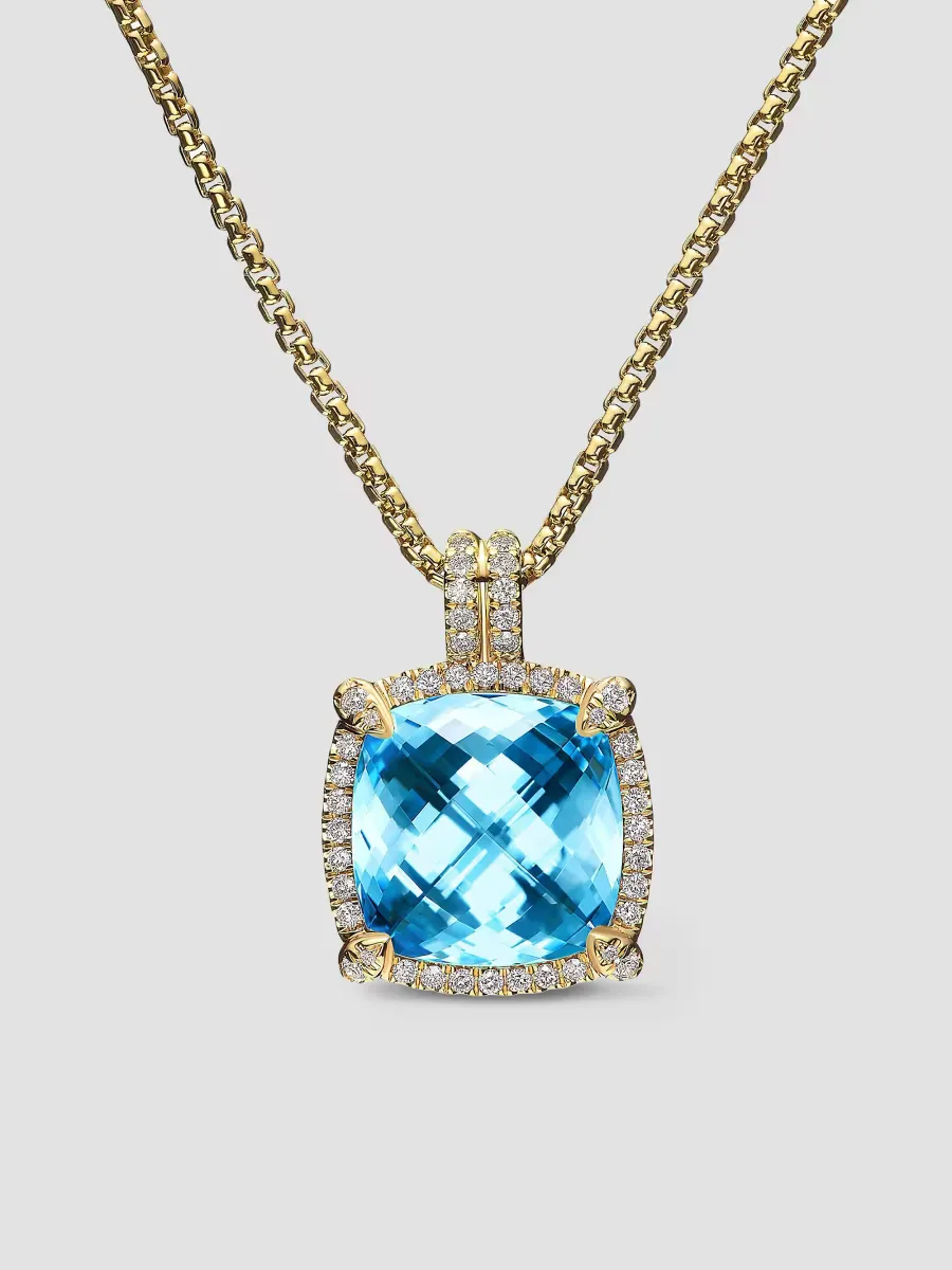 Chatelaine Pav Bezel Pendant Necklace in 18K Yellow Gold by David Yurman