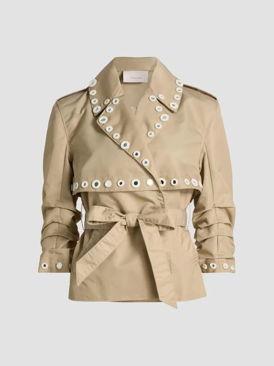 Yates Crochet Mirrors Crop Trench Jacket by Cinq  Sept