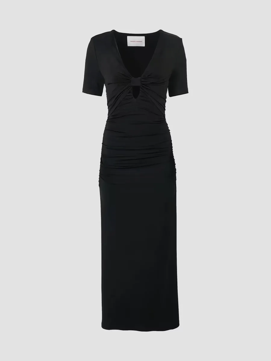Ruched Jersey Cut-Out Body-Con Maxi Dress by Carolina Herrera