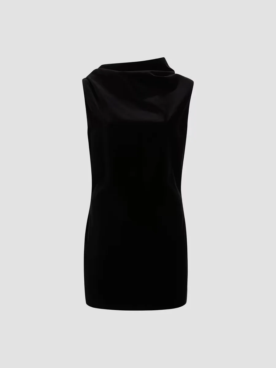 Astor Asymmetric Cowlneck Mini Dress by Khaite