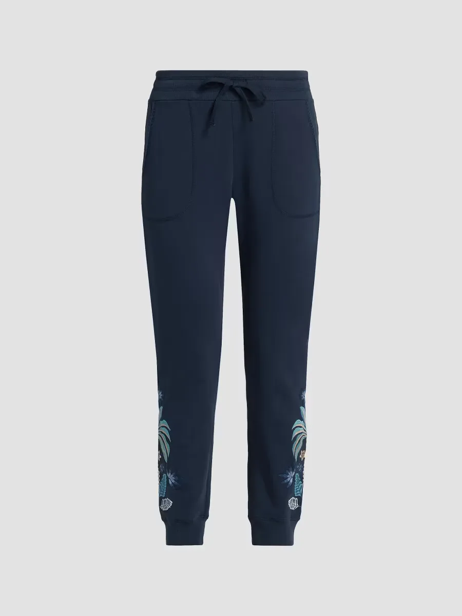 Una Embroidered French Terry Joggers by Johnny Was