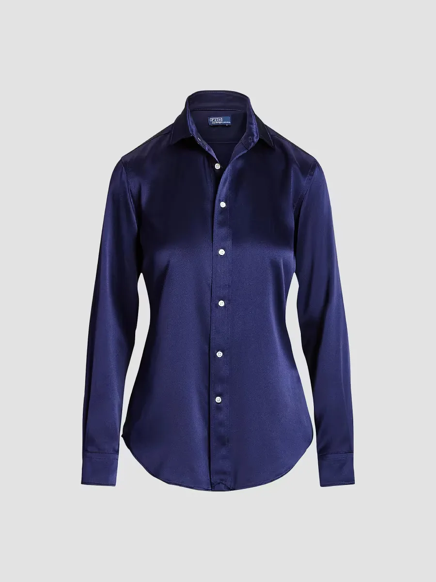 Silk Charmeuse Button-Front Shirt by Polo Ralph Lauren