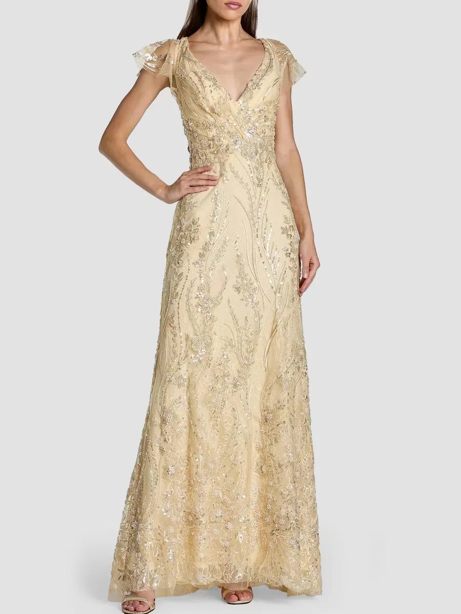 Mac Duggal Embroidered Sequined Gown by M.A.C.