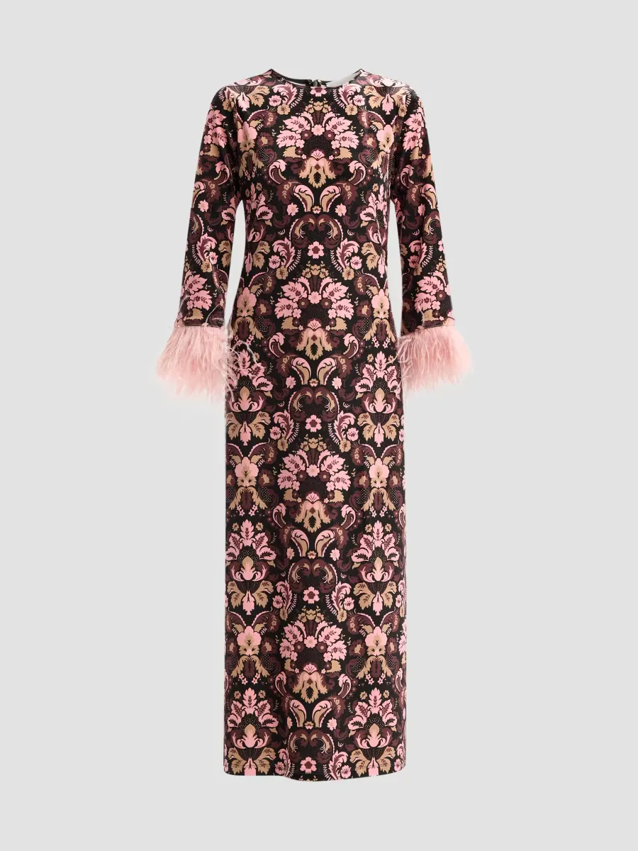 Dayna Feather-Cuff Midi Dress by Cara Cara