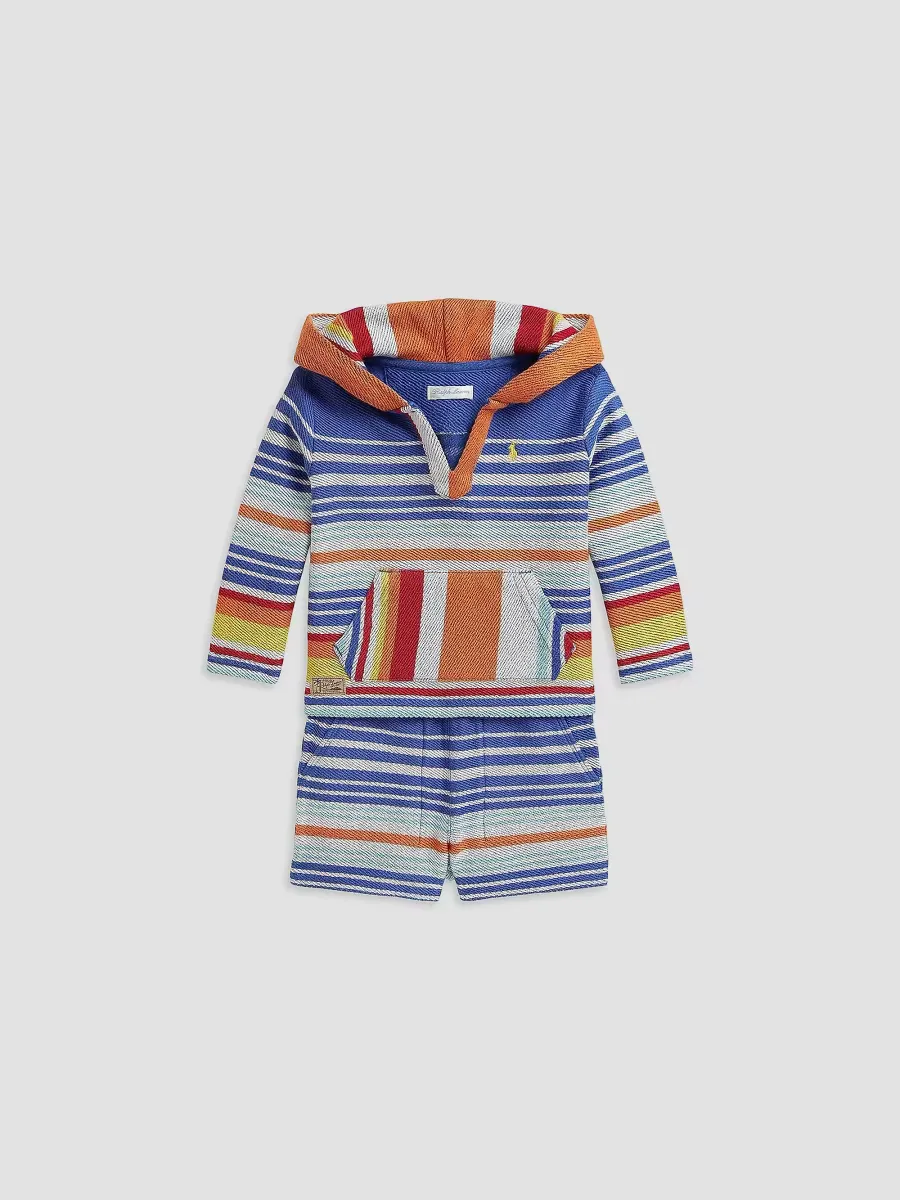 Striped Cotton Terry Hoodie & Shorts Set by Polo Ralph Lauren