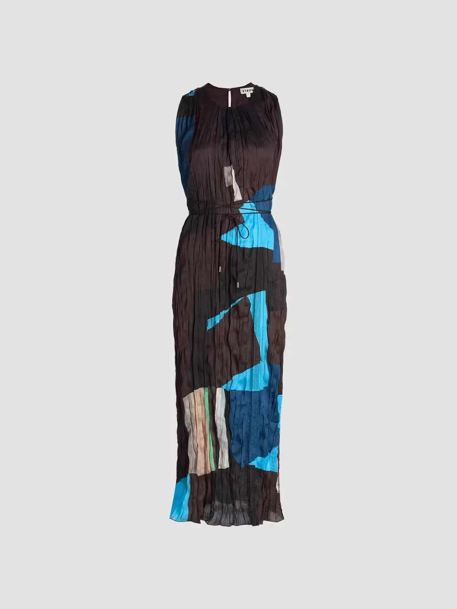Mizu Prism Print Gathered Midi-Dress by STAUD