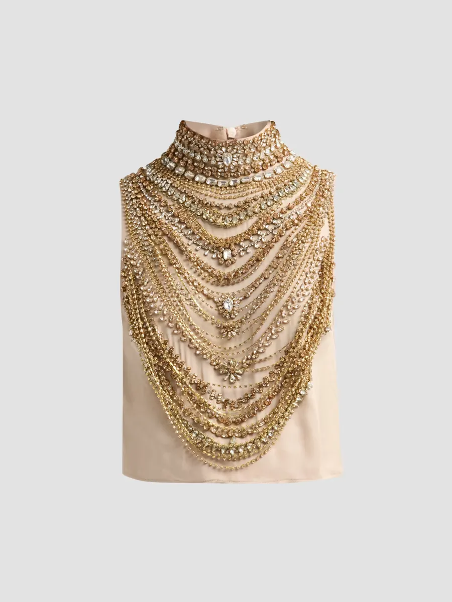 Yun Draped Crystal Tank by L'AGENCE