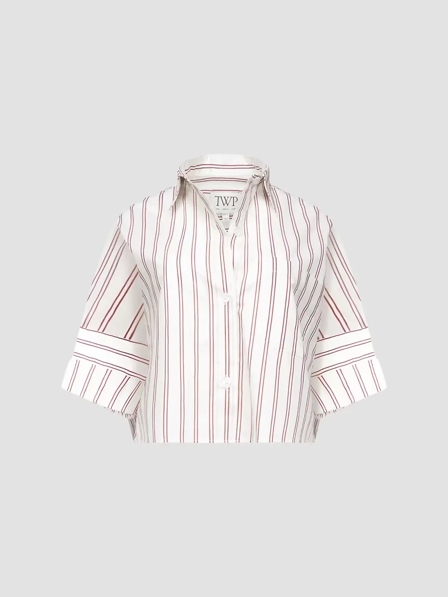 Next Ex Striped Cotton-Blend Crop Shirt by TWP
