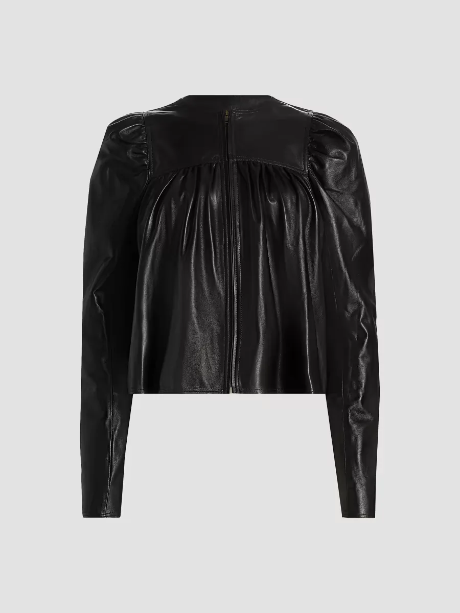 Anouk Ruched Leather Jacket by Ulla Johnson