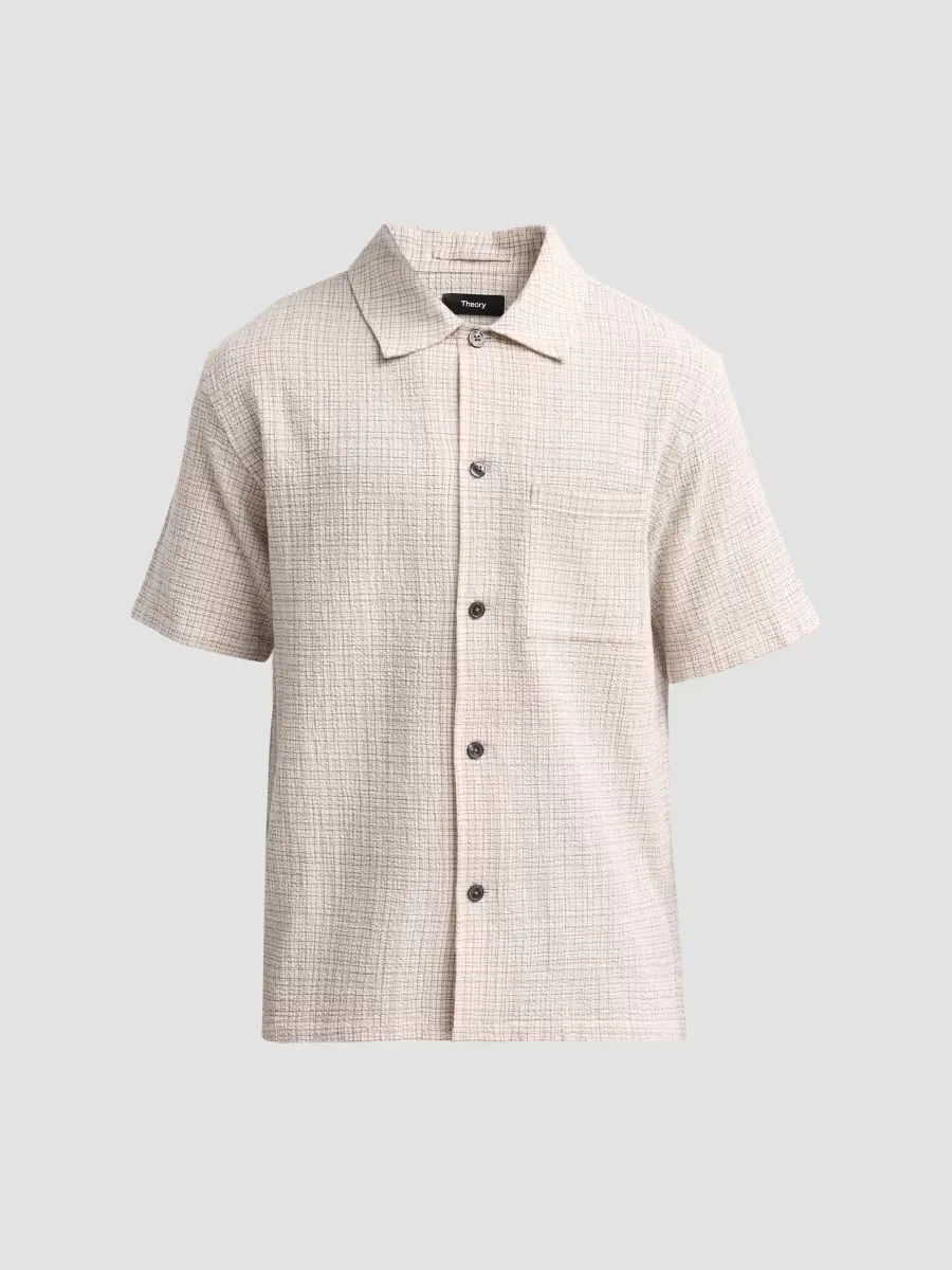 Checked Textured Cotton-Blend Camp Shirt by Theory