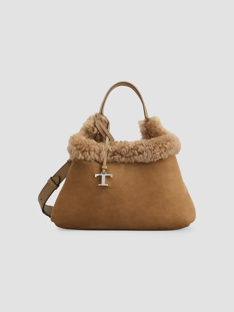 Apa Small Suede & Shearling Top Handle Bag