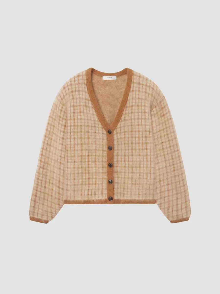 The Brushed Scholar Plaid Wool-Cashmere Cardigan by FRAME