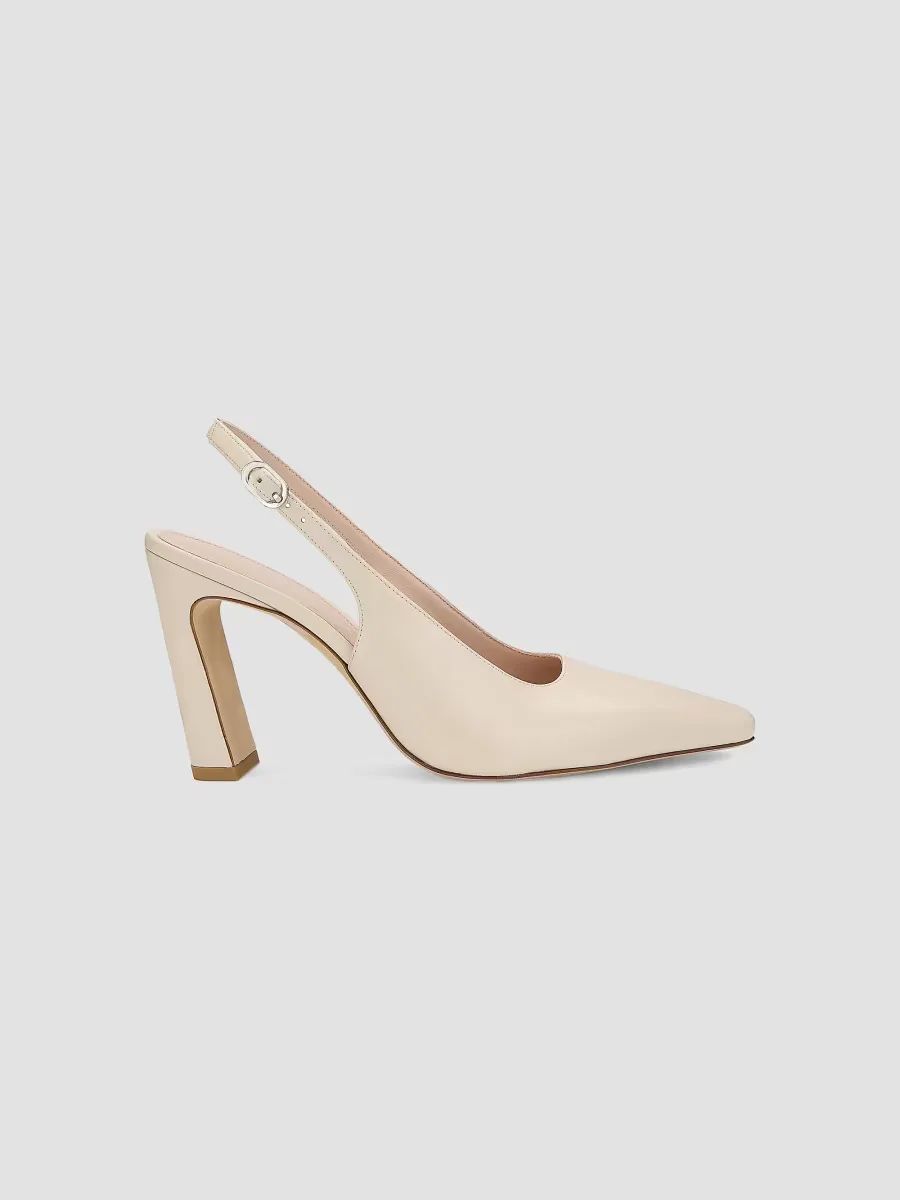 Stassi 85MM Leather Slingback Pumps - Linen